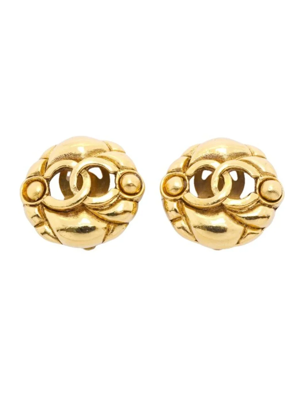 Chanel Earrings Vintage CC Logo Round